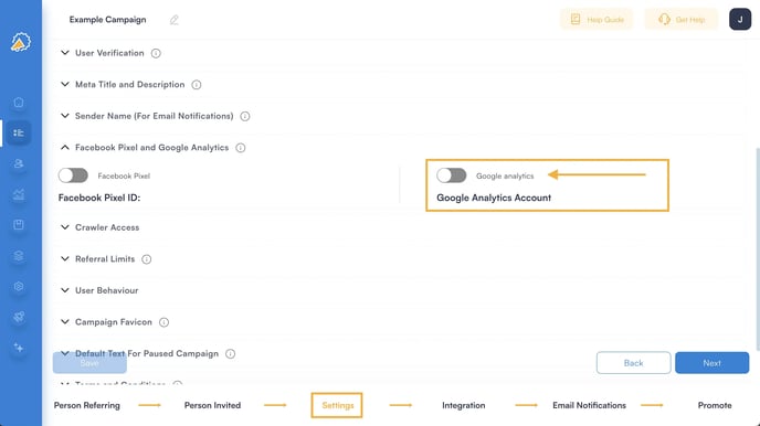 referral tracking - google analytics settings