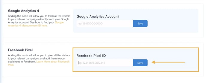 referral tracking facebook pixel 