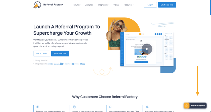 The Referral Factory logged out widget on your website
