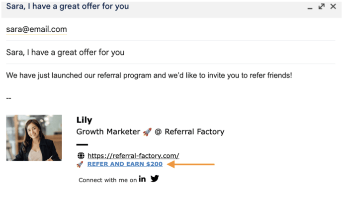 Add your referral program to your signature to get more referrals