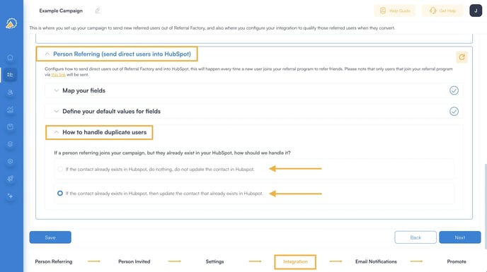 hubspot-integration-send-person-referring to HubSpot-step 5 - update contacts
