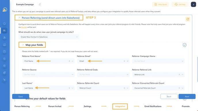 Create a Salesforce contact when someone registers for a referral link - Step 3