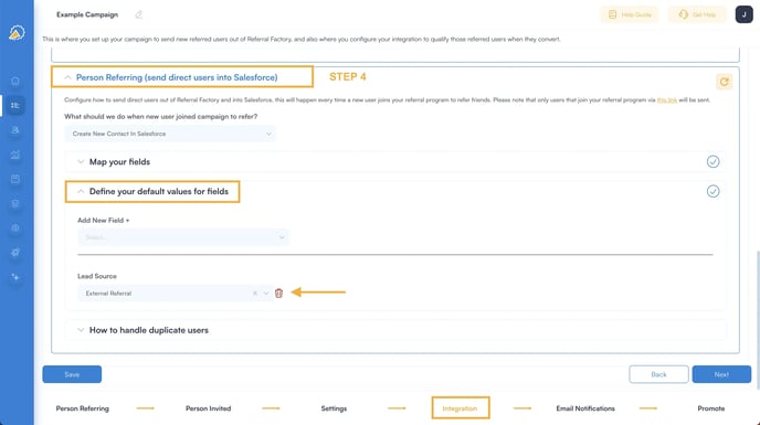 Create a Salesforce contact when someone registers for a referral link - Step 4