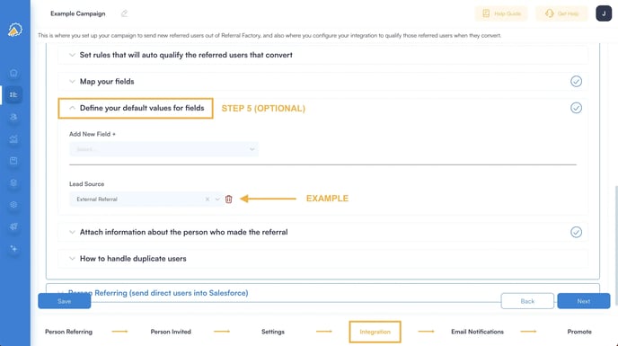 Sending new referred leads to Salesforce to track referral referrals - Step 5