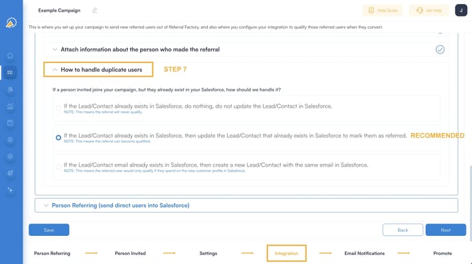 Sending new referred leads to Salesforce to track referral referrals - Step 7