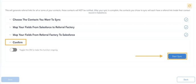Sync Salesforce with Referral Factory to generate referral links for Salesforce contacts - step 6