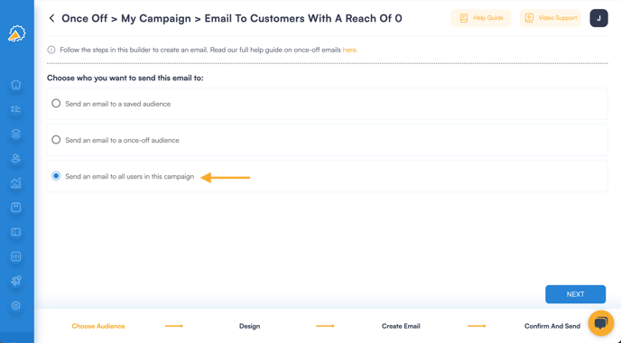 Send once-off email to all your users