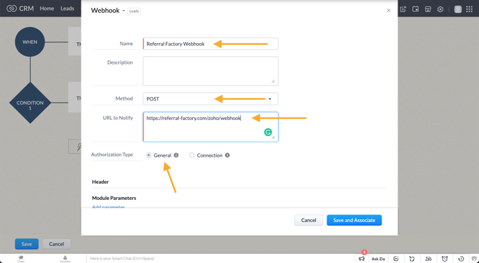 Referral Factory - Setting up a rule in Zoho.4
