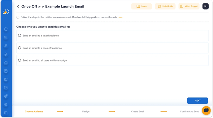 Screenshot showing for your referral program you can Select who you want to email. 
