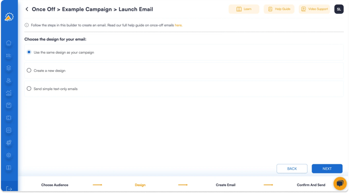 Screenshot showing inside your referral program software how Select the design for your email
