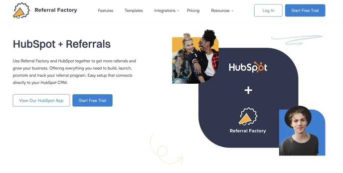 Screenshot showing that you can connect your referral program referrals to HubSpot.