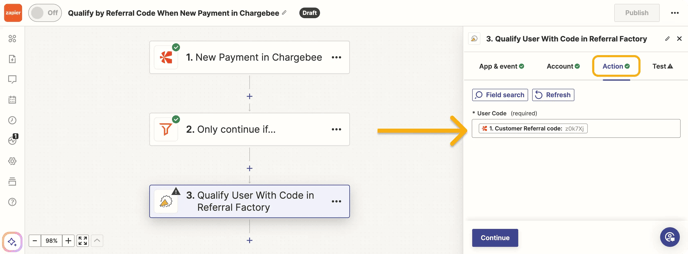 qualify-by-code-referral-factory-zapier-configure-action-example-chargebee