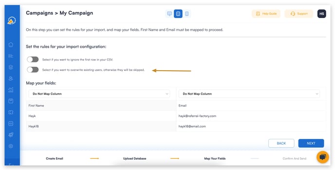 Screenshot showing that you can configure fields your referral program software.