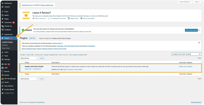 Screenshot showing WordPress Dashboard for adding Plugin.