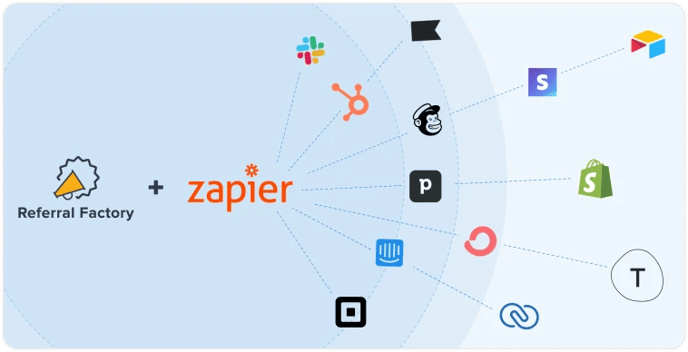 Screenshot showing Zapier And Referral Factory.