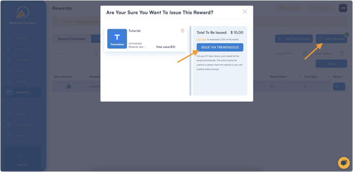 Screenshot showing that you can Track your Referral Program Reward.