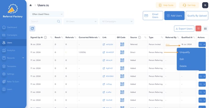 Screenshot showing how does  The Referred User Become Qualified In Referral Program Software.