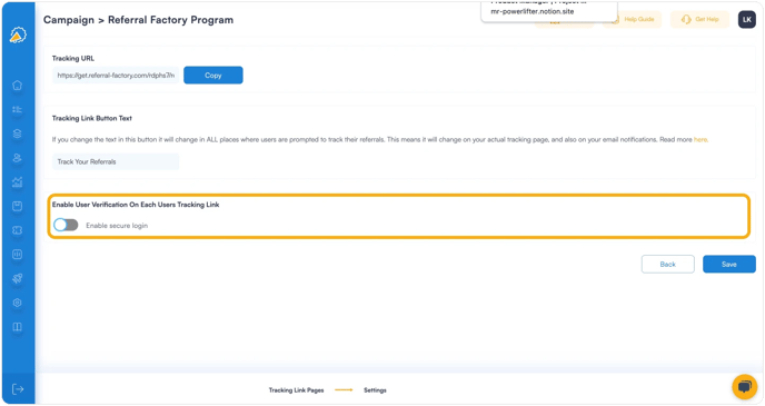 Screenshot showing that your referral program software users can be verified.